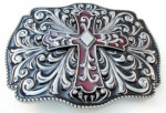  cross belt buckle burgandy with designs in gray