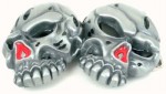  double skull gray with red nose belt buckle