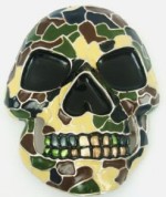  skull camouflage cutout silver belt buckle