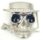  skull with hat belt buckle