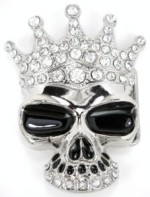  skull with crown and stones belt buckle