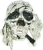  skull with bandana and blunt with stones silver color belt buckle