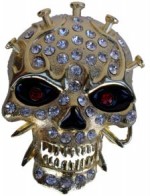  skull with nails gold tone with stones belt buckles