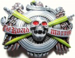  skull with double swords death before dishonor belt buckle