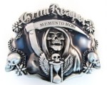  grim reapper memento mori blue skull belt buckle