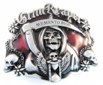  grim reapper memento mori burgandy skull belt buckle