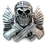  skull belt buckle crossed guns skull whit us flag bandana cut out gray belt buckle