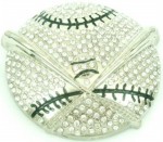  baseball with 2 bats cutout with stones silver belt buckle