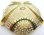  baseball with 2 bats cutout with stones gold  belt buckle