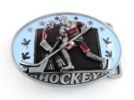  hockey player with stick oval belt buckle