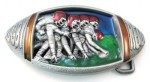  rugby belt buckle rugby ready oval shape with players inside