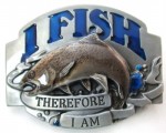  fish belt buckle i fish therefore i am fish with net and fishing pole