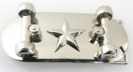  skate board belt buckle with star and running wheels