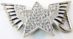  star belt buckle with stones and wings silver