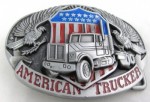  truck with shield on background american truckler oval belt buckle