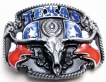  steer head long horn with texas flag belt buckle