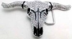  steer head long horn micropave cut out belt buckle