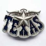  texas word with star and long horns belt buckle