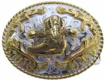  boot two tone oval medium belt buckle