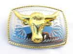  long horne bull head two tone belt buckle