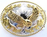  eagle flying two tone oval medium belt buckle