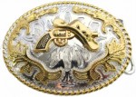  double guns two tone oval medium belt buckle