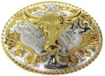  bull head two tone oval medium belt buckle