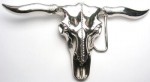  western beltbuckle bull head cutout silver belt buckle