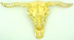  western beltbuckle bull head skull cutout with stones med gold belt buckle