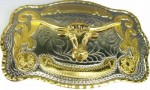  long horn bull head western belt buckle