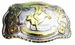  western beltbuckle rodeo two tone western belt buckle