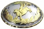  western beltbuckle rodeo two tone oval belt buckle