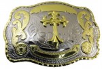  western beltbuckle cross in western two tone beltbuckle