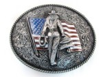  western beltbuckle cowgirl with usa flag belt buckle