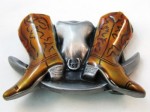  cowboys hat and boots belt buckle western style