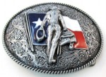  western beltbuckle cowgirl with texas flag belt buckle