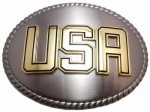  usa in gold on oval belt buckle