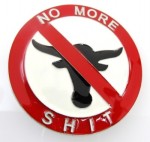  no more bull sh*t round red black and white belt buckle