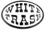  white trash on oval belt buckle