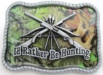  i will rather be hunting double riffle bow and arrows camouflage belt buckle