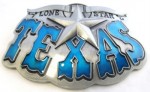  lone horn star texas blue and gray belt buckle