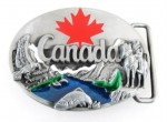  canada panoramic view of the mountains with flags flower oval belt buckle