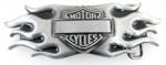  bikers shield with flames cut out gray belt buckle