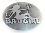  bad girl oval gray belt buckle