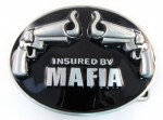  mafia double gun oval double gun black and gray belt buckle