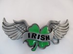  clover green irish wiht wings cut out belt buckle